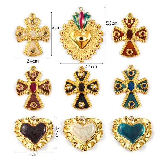 Изображение 1 Piece Eco-friendly PVD Vacuum Plating 304 Stainless Steel Charms 18K Real Gold Plated Enamel