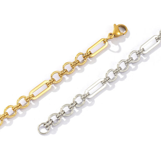 Immagine di 1 Piece Eco-friendly Dainty Exquisite Multicolor 304 Stainless Steel Handmade Link Chain Bracelets For Women Gift 18cm(7.1") long