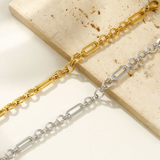 Immagine di 1 Piece Eco-friendly Dainty Exquisite Multicolor 304 Stainless Steel Handmade Link Chain Bracelets For Women Gift 18cm(7.1") long