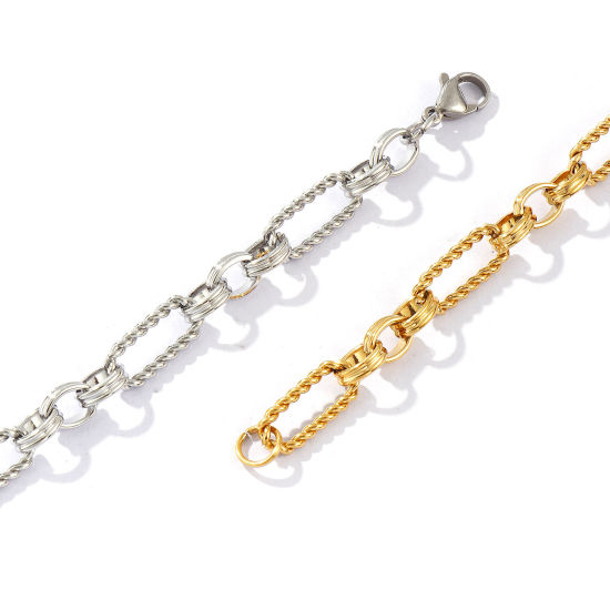 Immagine di 1 Piece Eco-friendly Dainty Exquisite Multicolor 304 Stainless Steel Handmade Link Chain Bracelets For Women Gift 18cm(7.1") long