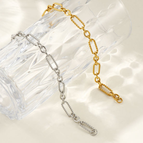 Picture of Eco-friendly Dainty Exquisite Multicolor 304 Stainless Steel Handmade Link Chain Bracelets For Women Gift 19cm(7.5") long