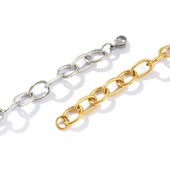 Picture of 1 Piece Eco-friendly Dainty Exquisite Multicolor 304 Stainless Steel Handmade Link Chain Bracelets For Women Gift 19cm(7.5") long