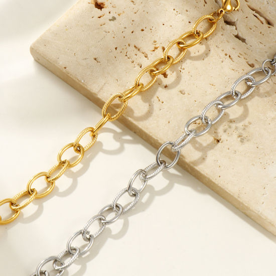 Picture of 1 Piece Eco-friendly Dainty Exquisite Multicolor 304 Stainless Steel Handmade Link Chain Bracelets For Women Gift 19cm(7.5") long