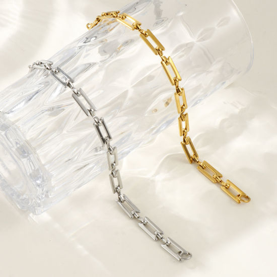 Picture of 1 Piece Eco-friendly Dainty Exquisite Multicolor 304 Stainless Steel Handmade Link Chain Bracelets For Women Gift 20cm(7.9") long