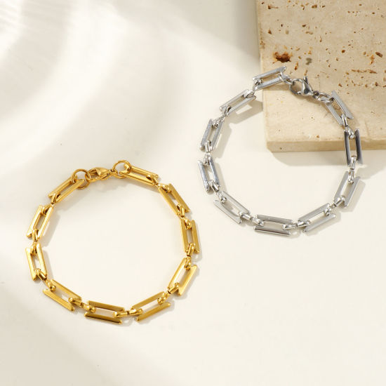 Picture of 1 Piece Eco-friendly Dainty Exquisite Multicolor 304 Stainless Steel Handmade Link Chain Bracelets For Women Gift 20cm(7.9") long