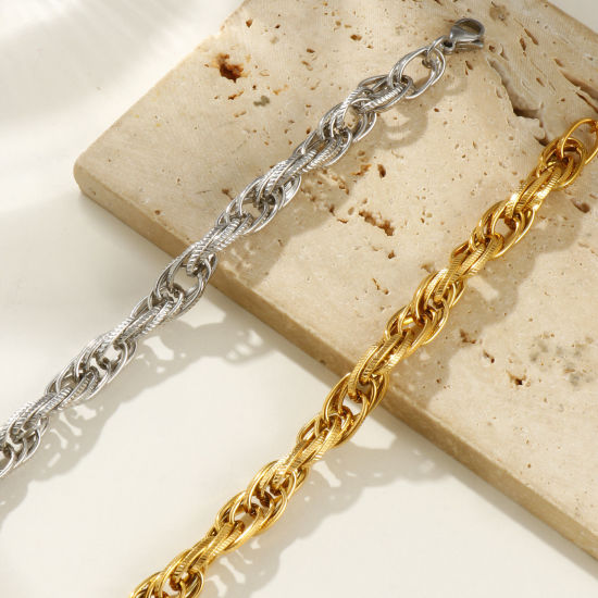 Picture of 1 Piece Eco-friendly Dainty Exquisite Multicolor 304 Stainless Steel Handmade Link Chain Bracelets For Women Gift 20cm(7.9") long