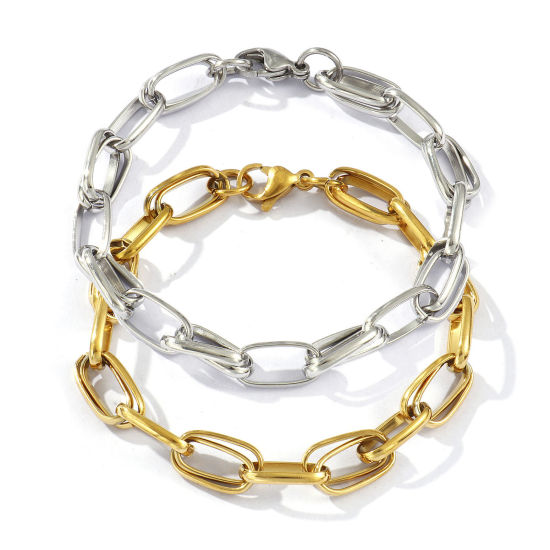 Изображение 1 Piece Eco-friendly Dainty Exquisite Multicolor 304 Stainless Steel Handmade Link Chain Bracelets For Women Gift 19.5cm(7 5/8") long