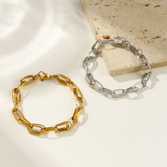 Изображение 1 Piece Eco-friendly Dainty Exquisite Multicolor 304 Stainless Steel Handmade Link Chain Bracelets For Women Gift 19.5cm(7 5/8") long