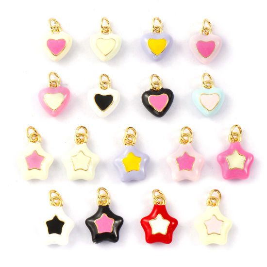 2 PCs Eco-friendly Brass Charms 18K Real Gold Plated Enamel の画像