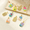 Picture of Eco-friendly Brass Pendants 18K Real Gold Plated Enamel Octagon 3cm x 1.4cm