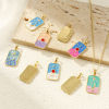 Picture of Eco-friendly Brass Pendants 18K Real Gold Plated Enamel Octagon 3.5cm x 1.6cm