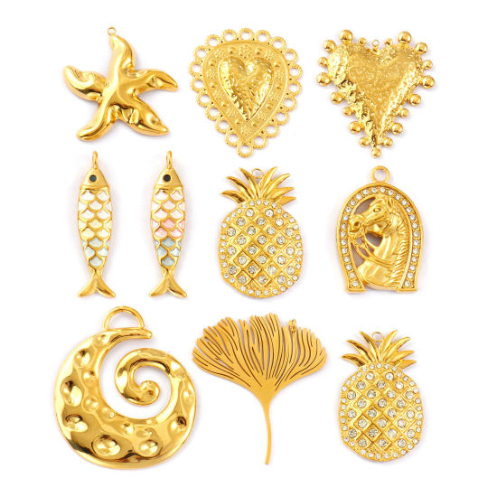 Imagen de 1 Piece Eco-friendly PVD Vacuum Plating 304 Stainless Steel Pendants 18K Real Gold Plated