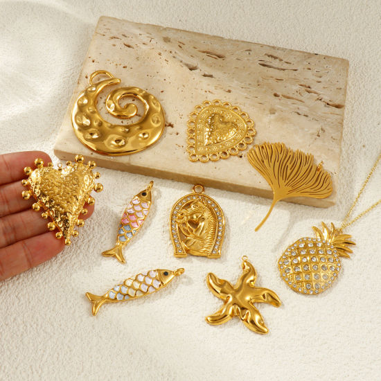 Imagen de 1 Piece Eco-friendly PVD Vacuum Plating 304 Stainless Steel Pendants 18K Real Gold Plated