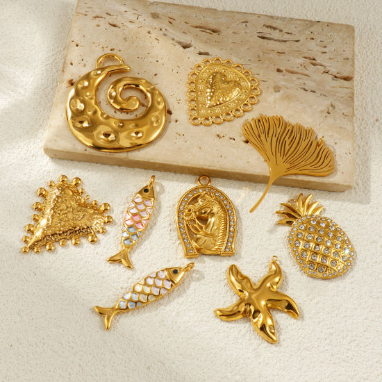 Imagen de 1 Piece Eco-friendly PVD Vacuum Plating 304 Stainless Steel Pendants 18K Real Gold Plated