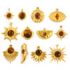 Изображение 2 PCs Eco-friendly PVD Vacuum Plating 304 Stainless Steel & Gemstone Pendants 18K Real Gold Plated Brown