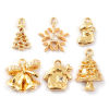 Picture of 2 PCs Eco-friendly Brass Christmas Charms 14K Real Gold Plated Clear Cubic Zirconia