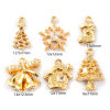 Picture of 2 PCs Eco-friendly Brass Christmas Charms 14K Real Gold Plated Clear Cubic Zirconia