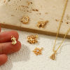Picture of 2 PCs Eco-friendly Brass Christmas Charms 14K Real Gold Plated Clear Cubic Zirconia