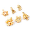 Picture of 2 PCs Eco-friendly Brass Christmas Charms 14K Real Gold Plated Clear Cubic Zirconia