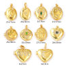 Изображение 2 PCs Brass Picture Photo Locket Frame Pendants 18K Gold Plated Can Open Clear Cubic Zirconia