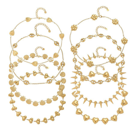 Image de 1 Pièce Colliers Plaqué Or Véritable 18K en 304 Acier Inoxydable Pour Femmes, 40cm + 5cm, Exquis À la Mode Cadeau, Placage sous Vide
