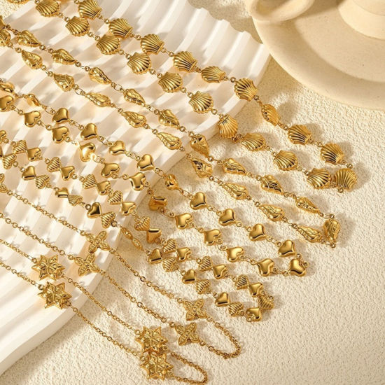 Image de 1 Piece 18K Real Gold Plated Necklace, 304 Stainless Steel 40cm(15.7") + 5cm(2"), For Women, Stylish Exquisite Gift, Vacuum Plating