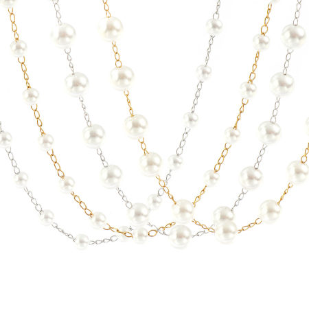 1 ШТ Разноцветный Цепочка из бисера Ожерелья, 304 Нержавеющая Сталь & Акрил 42см + 5см, Для женщин, Белый Простой & повседневный Изысканный подарок, Экологичный