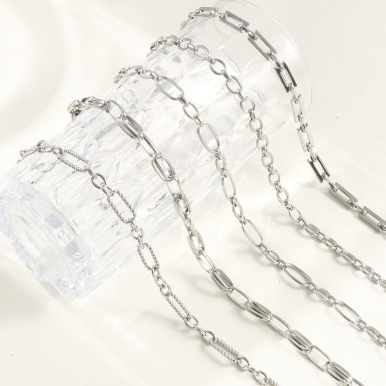 Изображение 1 ШТ Серебряный Тон Ручной Работы Цепь Ожерелья, 304 Нержавеющая Сталь 40см + 5см, Для женщин, Простой & повседневный Изысканный подарок, Экологичный