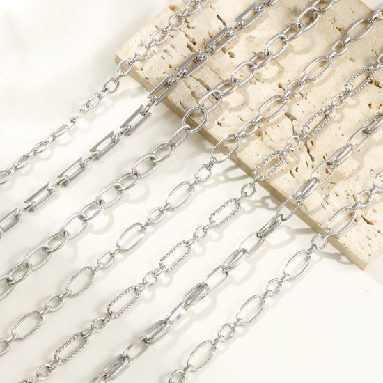 Изображение 1 ШТ Серебряный Тон Ручной Работы Цепь Ожерелья, 304 Нержавеющая Сталь 40см + 5см, Для женщин, Простой & повседневный Изысканный подарок, Экологичный