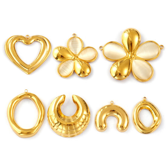 Изображение 1 ШТ Экологичное вакуумное PVD-покрытие 304 Нержавеющая Сталь Соединители Подвески Подвески 18K настоящее золото с покрытием