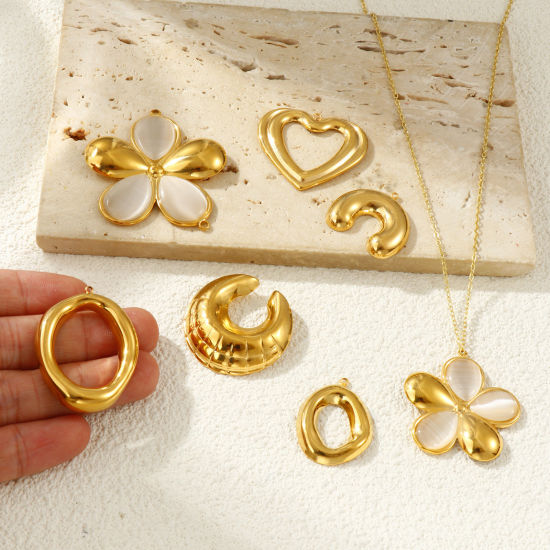 Изображение 1 ШТ Экологичное вакуумное PVD-покрытие 304 Нержавеющая Сталь Соединители Подвески Подвески 18K настоящее золото с покрытием