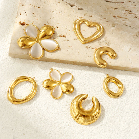 Изображение 1 ШТ Экологичное вакуумное PVD-покрытие 304 Нержавеющая Сталь Соединители Подвески Подвески 18K настоящее золото с покрытием