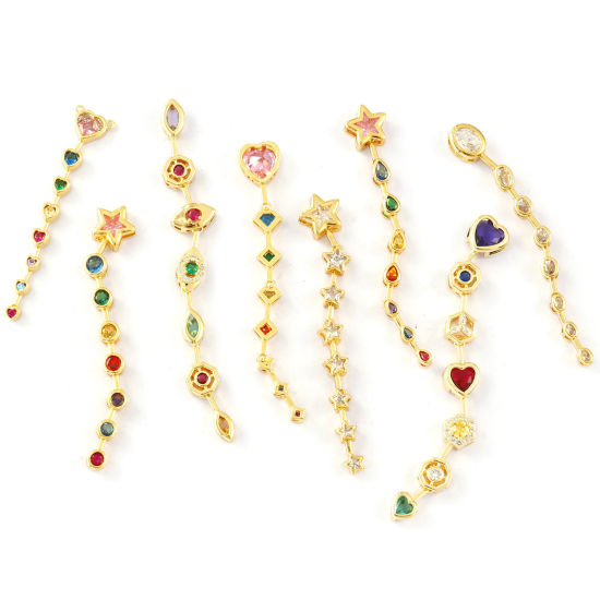 Bild von Messing Geometrisch Anhänger 18K Vergoldet Quast Bunt Kubischer Zirkon