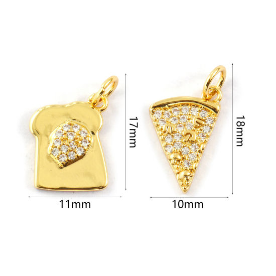 Immagine di 2 PCs Eco-friendly Brass Charms 18K Real Gold Plated Clear Cubic Zirconia