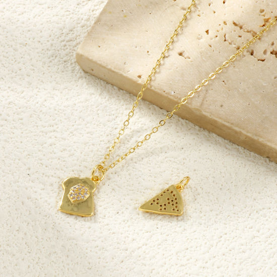 Immagine di 2 PCs Eco-friendly Brass Charms 18K Real Gold Plated Clear Cubic Zirconia