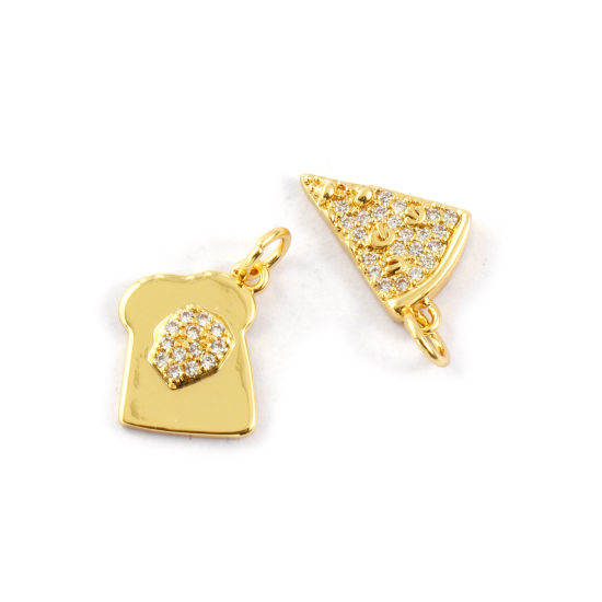 Immagine di 2 PCs Eco-friendly Brass Charms 18K Real Gold Plated Clear Cubic Zirconia