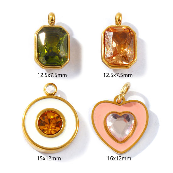 Immagine di 2 PCs Eco-friendly PVD Vacuum Plating Waterproof Anti-Tarnish Hypoallergenic 304 Stainless Steel Charms 18K Real Gold Plated