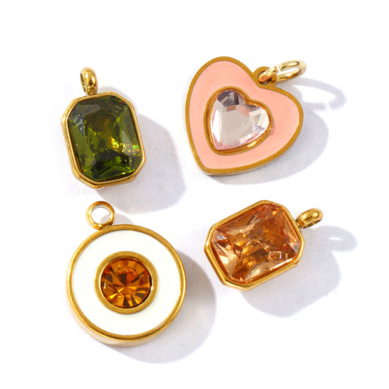 Immagine di 2 PCs Eco-friendly PVD Vacuum Plating Waterproof Anti-Tarnish Hypoallergenic 304 Stainless Steel Charms 18K Real Gold Plated