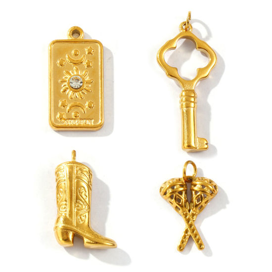 1 Piece Eco-friendly PVD Vacuum Plating Waterproof Anti-Tarnish Hypoallergenic 304 Stainless Steel Charms 18K Real Gold Plated の画像