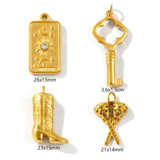 1 Piece Eco-friendly PVD Vacuum Plating Waterproof Anti-Tarnish Hypoallergenic 304 Stainless Steel Charms 18K Real Gold Plated の画像