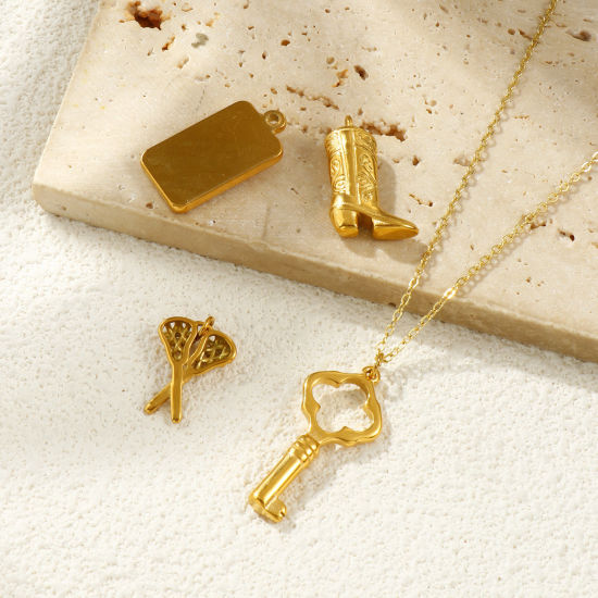 1 Piece Eco-friendly PVD Vacuum Plating Waterproof Anti-Tarnish Hypoallergenic 304 Stainless Steel Charms 18K Real Gold Plated の画像