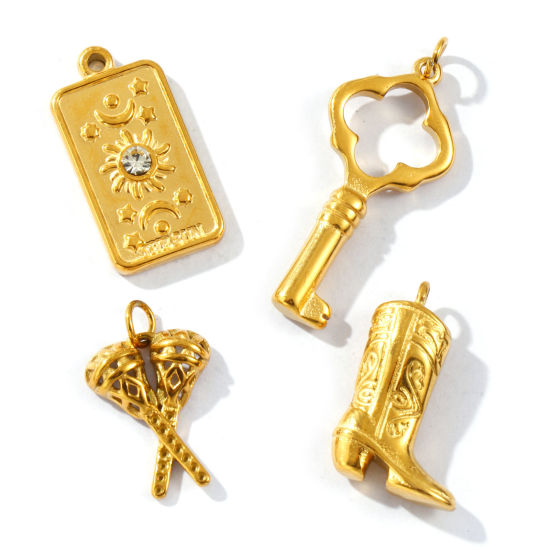 1 Piece Eco-friendly PVD Vacuum Plating Waterproof Anti-Tarnish Hypoallergenic 304 Stainless Steel Charms 18K Real Gold Plated の画像
