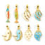 Picture of 2 PCs Eco-friendly Brass Ocean Jewelry Charm Pendant 18K Real Gold Plated Enamel Pearlized