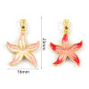 Picture of 2 PCs Eco-friendly Brass Flora Collection Charm Pendant 18K Real Gold Plated Flower Pearlized 23mm x 16mm