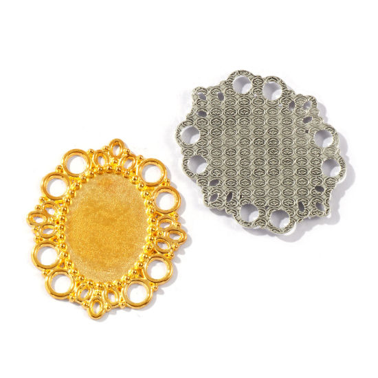 Bild von 20 PCs Zinc Based Alloy Cabochon Settings Connectors Charms Pendants Findings Oval Multicolor (Fits 25mm x 18mm) 4.2cm x 3.6cm