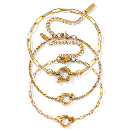 Immagine di All'Ingrosso Con Chiusura A Molla Catena a Graffetta Bracciale Porta Ciondoli, 18K Vero Oro Placcato 304 Acciaio Inossidabile, Placcatura Sottovuoto PVD Ecologica Impermeabile Anti-Ossidante Ipoallergenico Squisito Elegante Regalo Fornitura di Gioielli 1 Pz