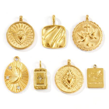 Picture of Eco-friendly PVD Vacuum Plating Waterproof Anti-Tarnish Hypoallergenic 304 Stainless Steel Charms 18K Real Gold Plated