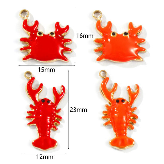 Image de 1 Pièce Breloques en 304 Acier Inoxydable Placage Sous Vide PVD Écologique Imperméable Anti-ternissement Hypoallergénique Bijoux d'Océan Plaqué Or Véritable 18K Émail