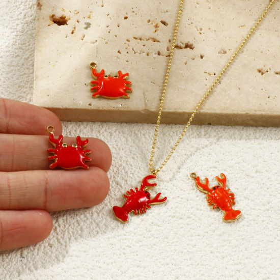 Image de 1 Pièce Breloques en 304 Acier Inoxydable Placage Sous Vide PVD Écologique Imperméable Anti-ternissement Hypoallergénique Bijoux d'Océan Plaqué Or Véritable 18K Émail