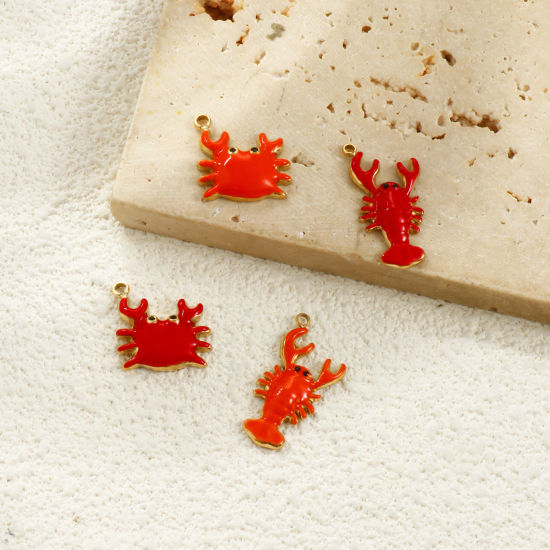 Image de 1 Pièce Breloques en 304 Acier Inoxydable Placage Sous Vide PVD Écologique Imperméable Anti-ternissement Hypoallergénique Bijoux d'Océan Plaqué Or Véritable 18K Émail